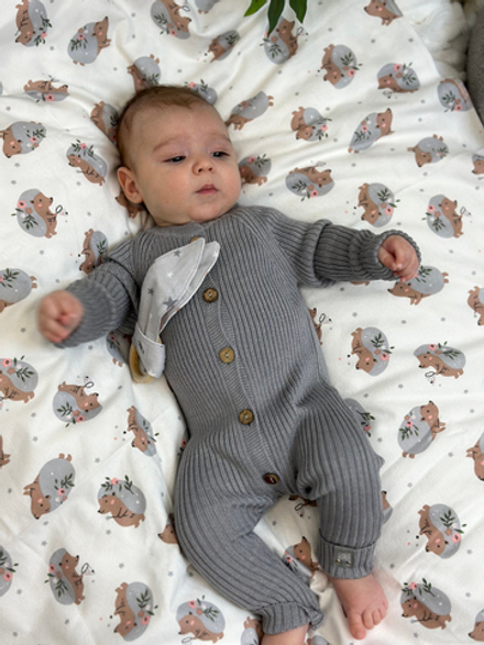 Вязаный комплект (Комбинезон на пуговицах+чепчик) Дождь хлопок RinaAmari
