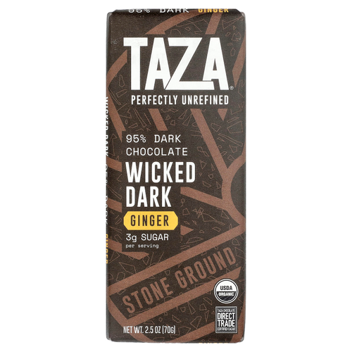 Taza Chocolate, 95% темный шоколад, шоколад, имбирь, 70 г (2,5 унции)