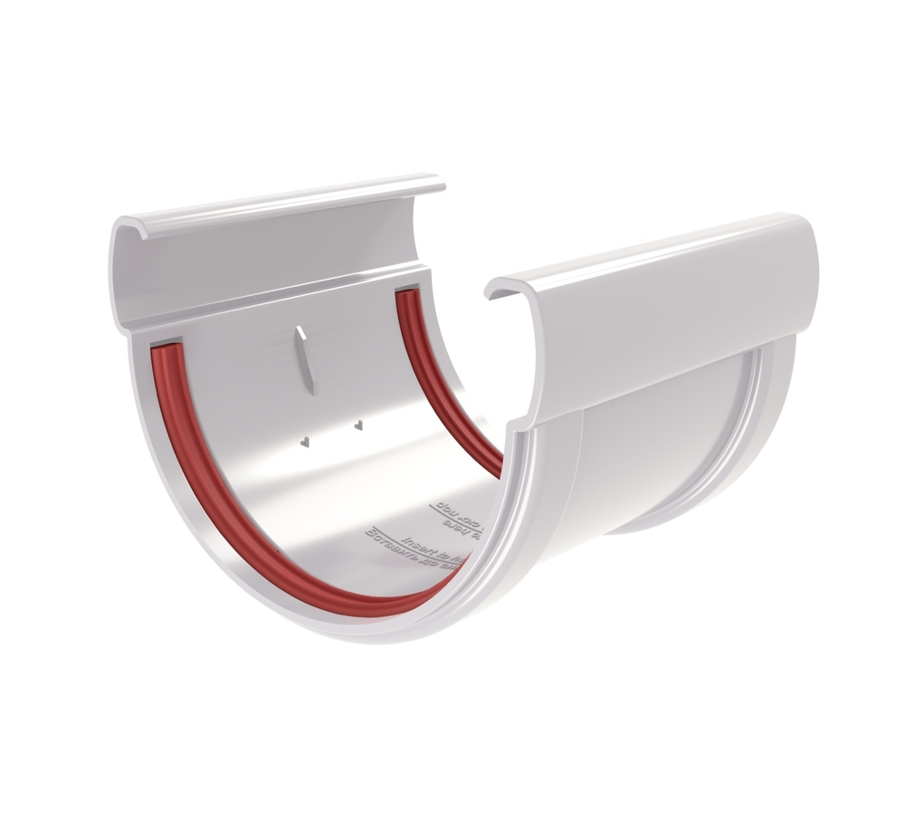 Соединитель желобов Дизайн 135 ПВХ Grand Line белый