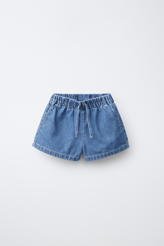ZARA ДЖИНСОВЫЕ ШОРТЫ, ВЫЦВЕТШИЙ СИНИЙ