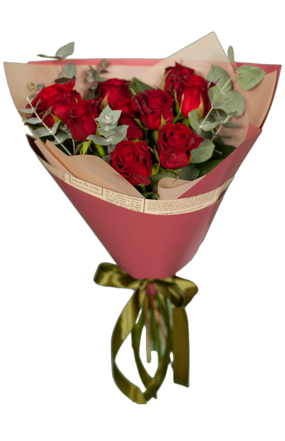 букет с розами и эвкалиптом купить онлайн в Москве