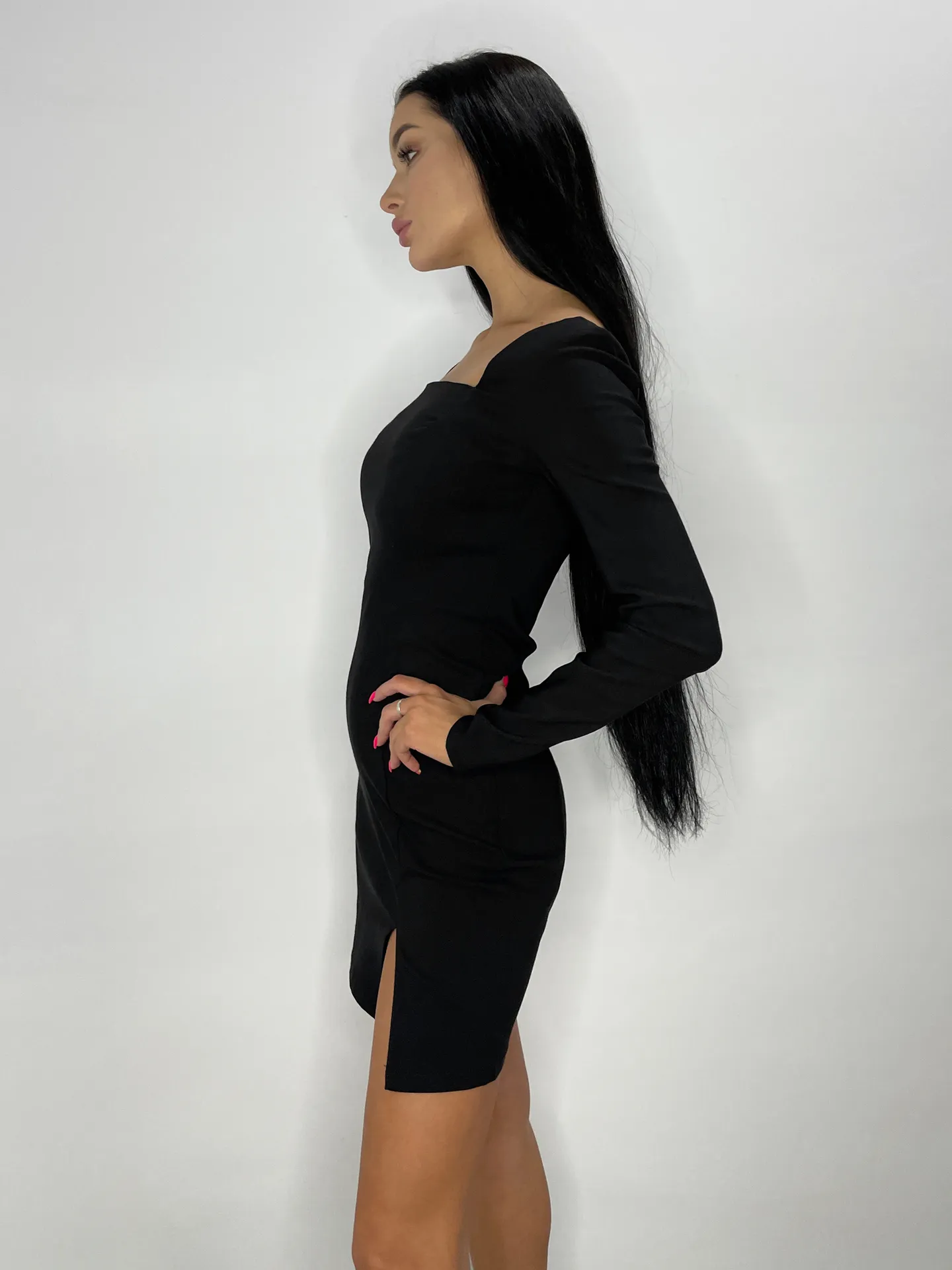 Платье By Style Janetta прямое на молнии сзади с квадратным вырезом на груди\Черный недорого