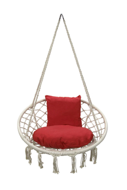 Кресло подвесное Фиби арт.ZRHC30-B (корзина белая, подушка красная )