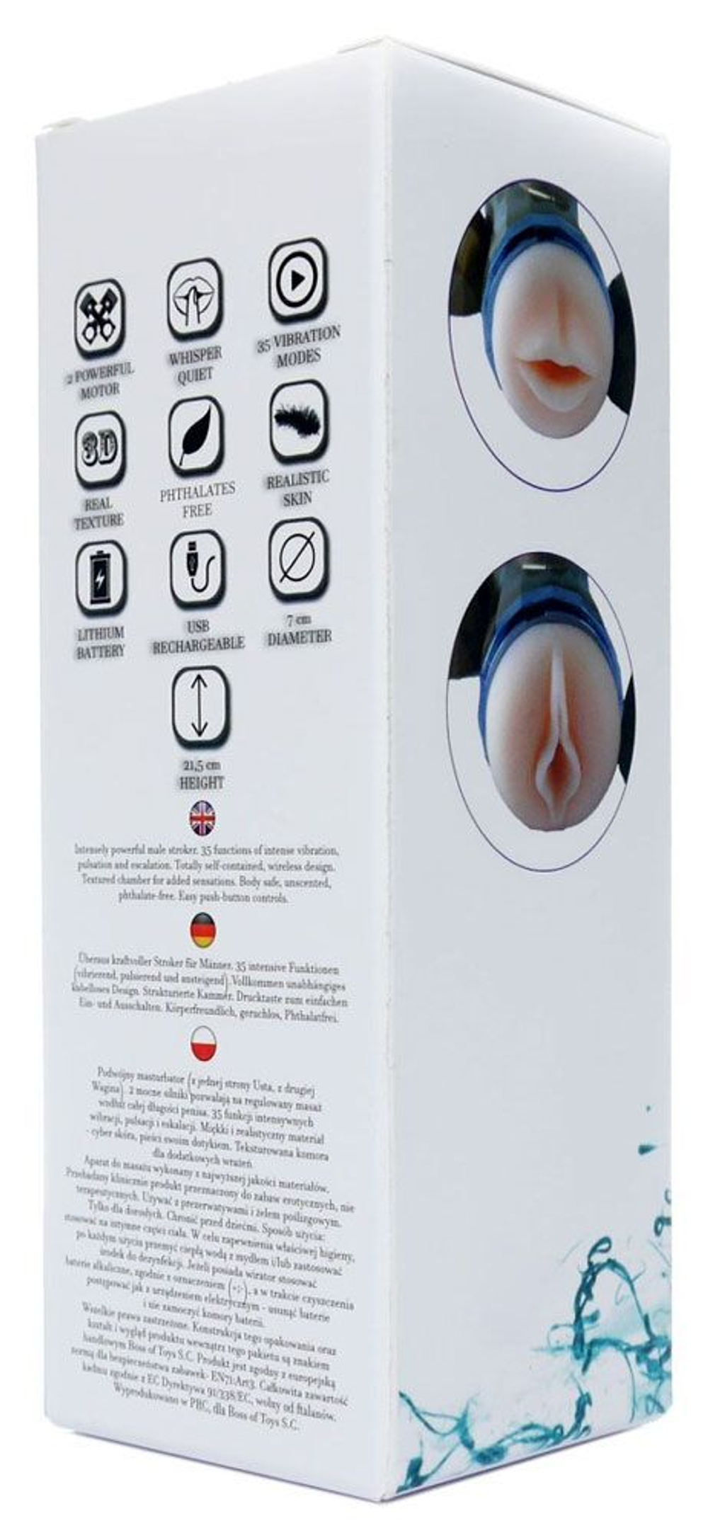 Двусторонний мастурбатор с вибрацией Double Delight - вагина и ротик