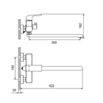 Смеситель для ванны и раковины 35к G2250 GAPPO L-излив, ЧЕРНЫЙ