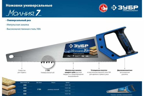 Универсальная ножовка Зубр МОЛНИЯ-7 400 мм, 7 TPI 1537-40_z02