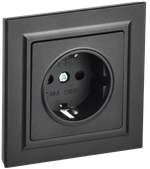 BRITE Розетка 1-местная с заземлением с защитными шторками 16А в сборе РСР14-1-0-БрЧ черный IEK
