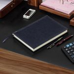 Ежедневник недатированный БОЛЬШОЙ ФОРМАТ (175х247 мм) B5, BRAUBERG "Imperial", под гладкую кожу, 160 л, кремовый блок, темно-синий, 124971