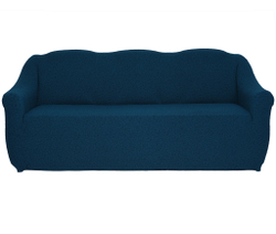 Чехол Жаккард на 3-х местный диван без оборки, цвет Темно-синий