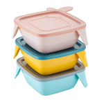 Детская тарелка Lalababy Play with Me Wolfie с мягкой крышкой джинсовый