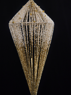 Елочная игрушка Кристал 11х23см ChristmasDeLuxe перламутровый с золотом