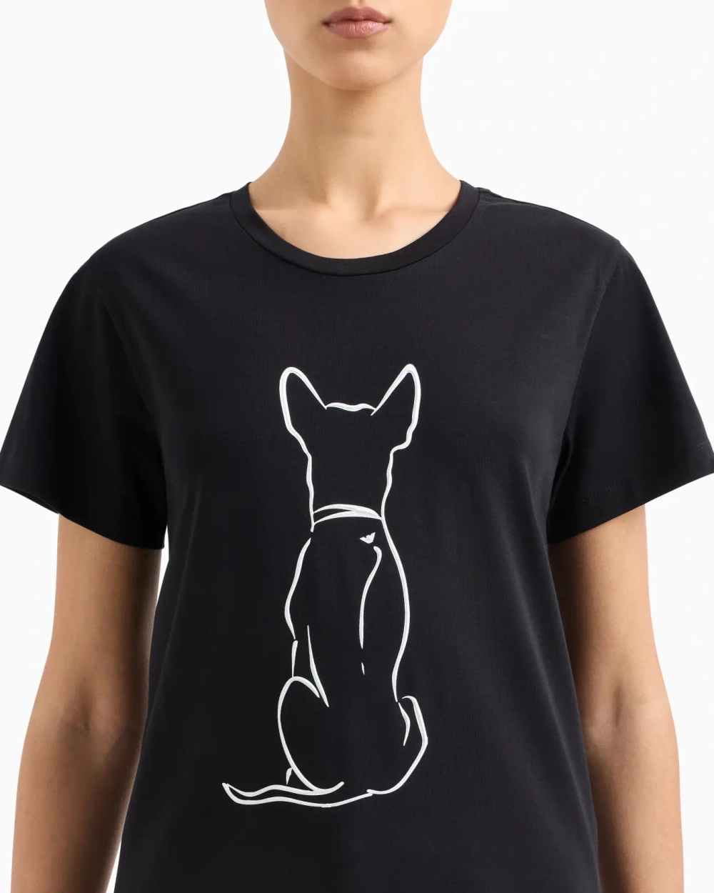 Женская футболка We Love Dogs #27 из стрейч-трикотажа от Armani