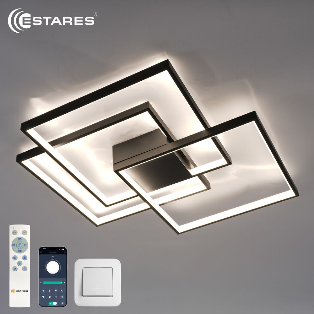 Управляемая светодиодная люстра SVEN QUADRO 120W 3Q-APP-550х550х75-BLACK/WHITE-220-IP20