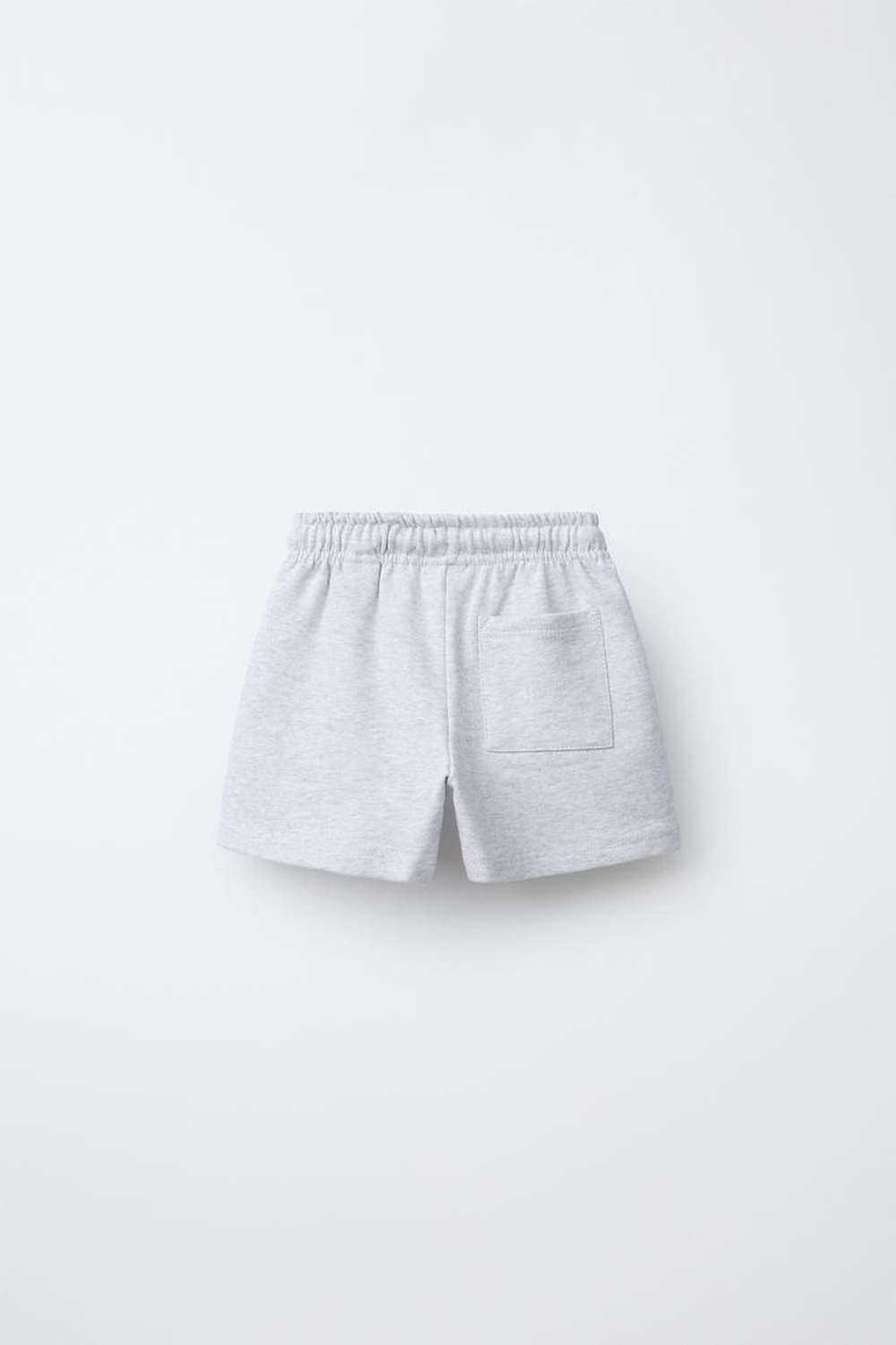 ZARA ШОРТЫ-БЕРМУДЫ БАЗОВЫЕ С ТЕКСТОВЫМ ПРИНТОМ, СЕРЫЙ МЕЛАНЖ