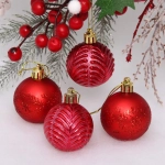 Новогодние шары 5 см (набор 4 шт) «Лесная тайна», красный