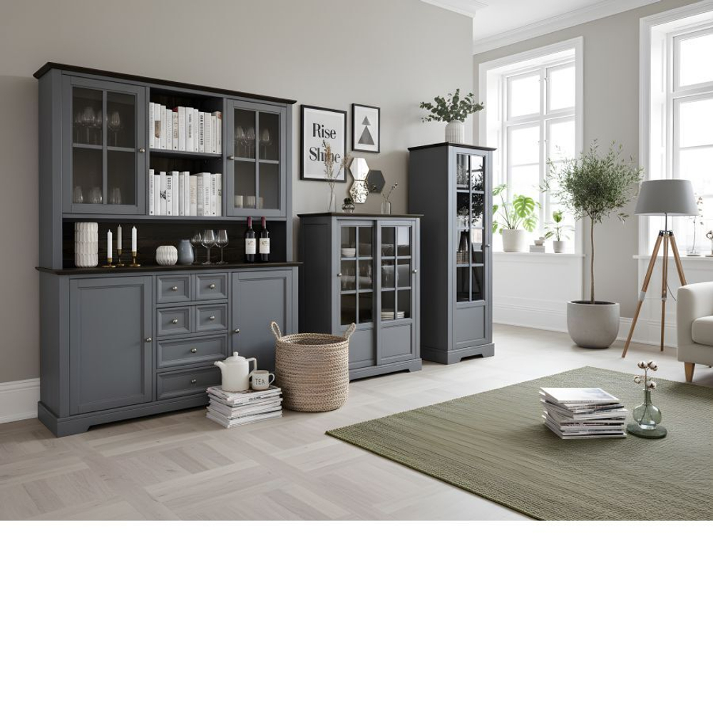 Шкаф-витрина деревянная Лэйквью 60х41х170 см, сервант с 4 полками, из массива сосны