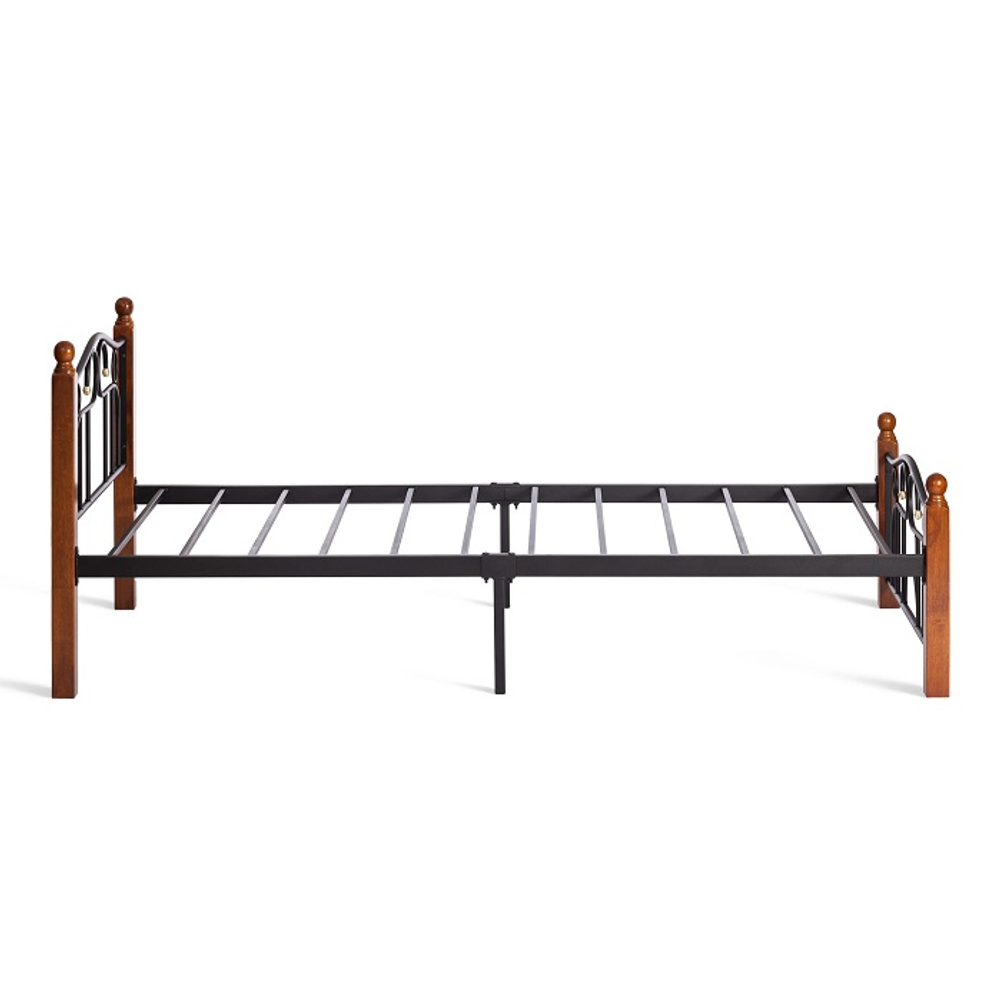 Кровать AT-808 - дерево гевея/металл, 90*200 см (Single bed), красный дуб/черный