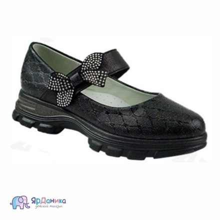 Школьные туфли B&G  черные "Бант" BG5821