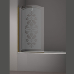 Шторка на ванну JUWEL, 90x150, левая, профиль бронза, стекло с декором, LUX-JUWE09-LD1BR