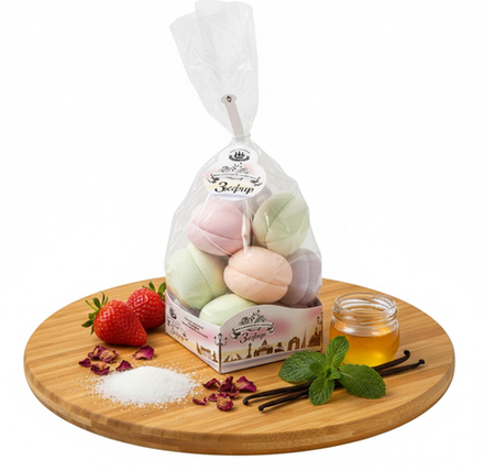 Зефир Французский десерт со вкусом апельсина, черники, клубники и яблока 380гр