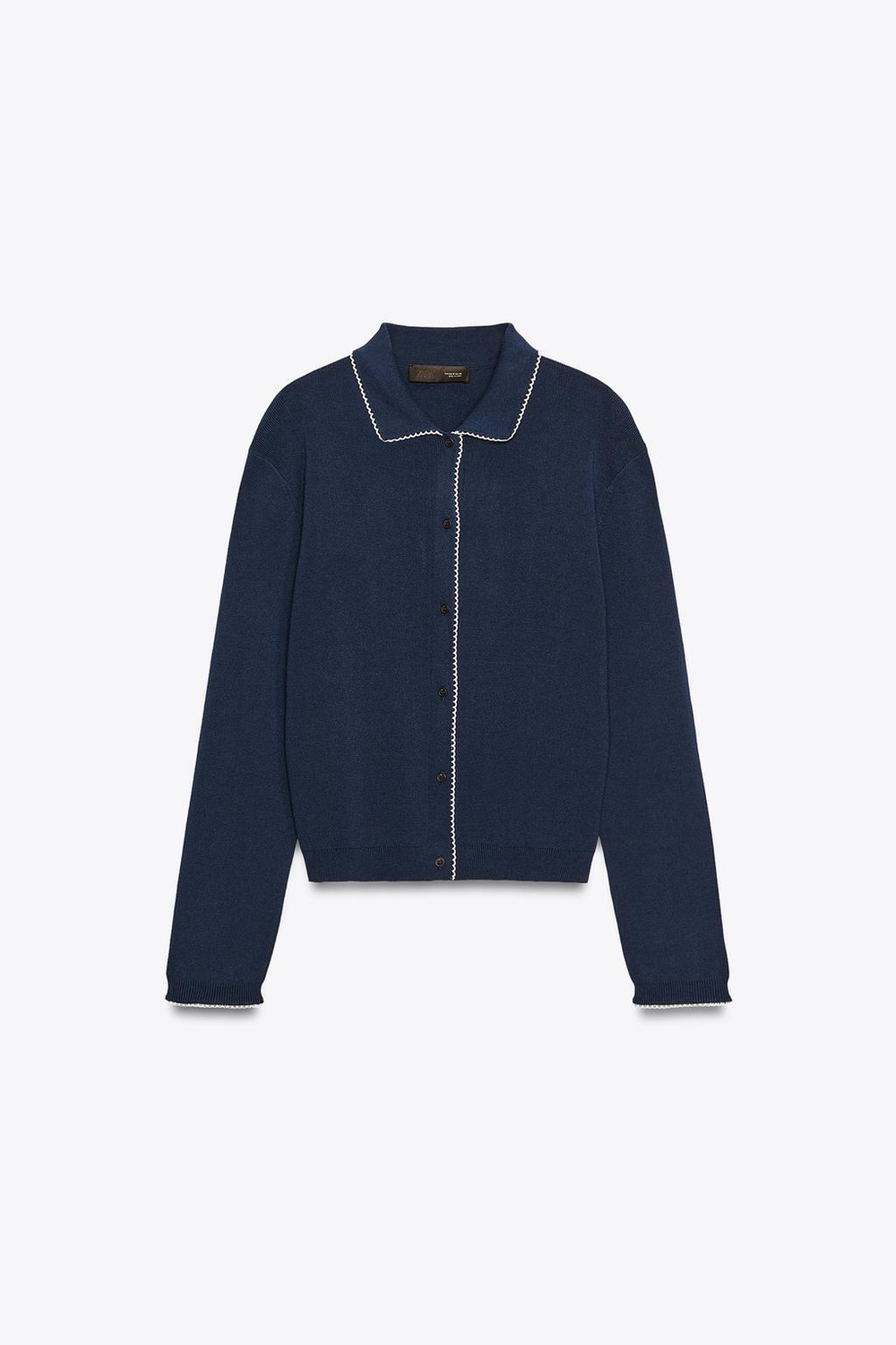 ZARA ВЯЗАНЫЙ КАРДИГАН С КРУГЛЫМ ВОРОТНИКОМ, МОРСКОЙ СИНИЙ