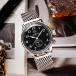 ZEPPELIN Piaget Collection Quartz Movement Men"s Watches Watch 42 Black Dial Stainless Steel Watchband