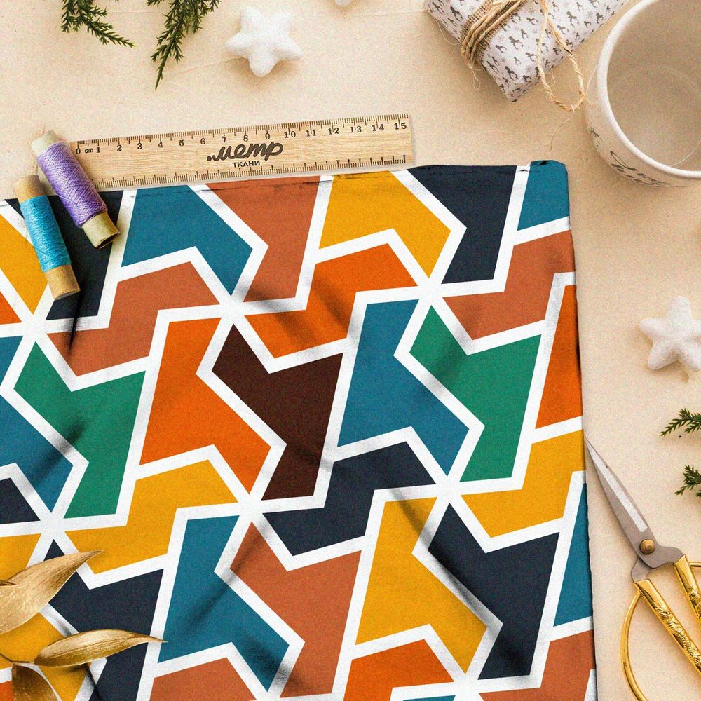 Ткань мембрана разноцветный геометрический узор
