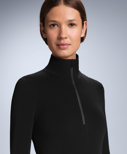 Oysho Термофутболка с застёжкой-молнией на половину длины, черный