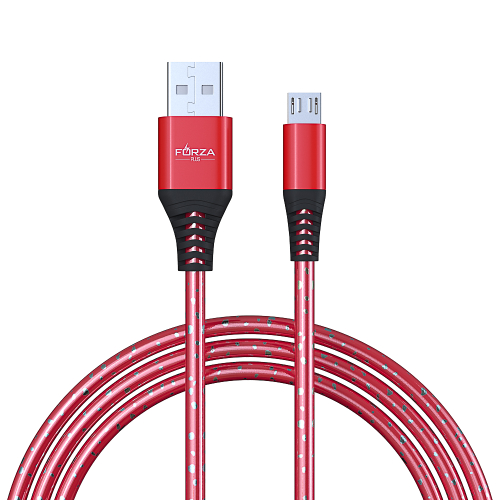 Кабель для зарядки USB(A)-microUSB FORZA Звёздное небо, 1м, 2А, 4 цвета, пакет