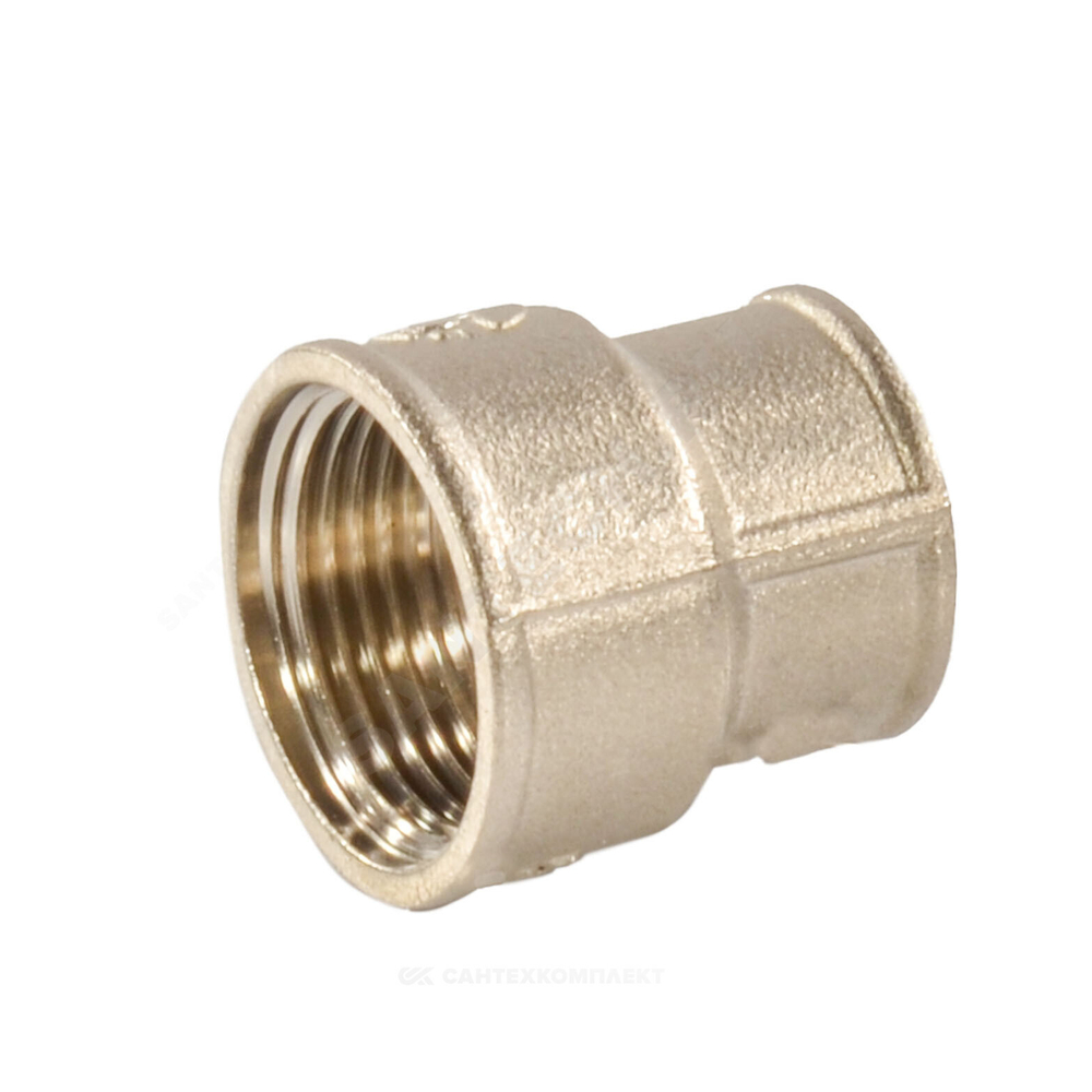 Муфта латунь никель переходная Ду 25х15 (1"х1/2") ВР/ВР VALFEX VF.240.N.100.012