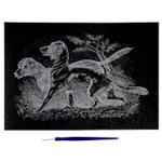 Гравюра с эффектом серебро Ракета, А4, 20*30 см, пакет с европодвесом, "Собаки охотничьи"