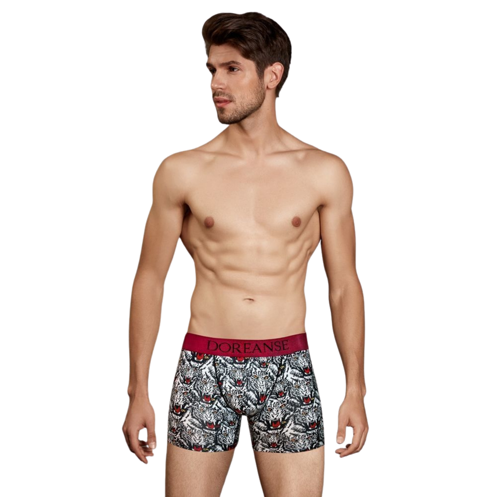 Мужские трусы боксеры удлиненные черные с принтом Doreanse 1812