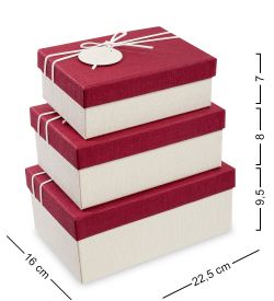 WF-09-B Набор коробок из 3шт «Прямоугольник» цв.молочн./борд.