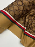 Трикотаж хлопок с п/э Gucci коричневый с лого