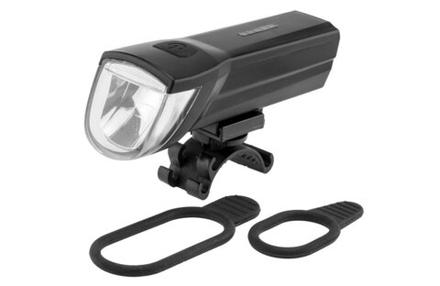 Фонарь передний на руль JY-7057 JING YI, 1 суперяркий светодиод 110 Люмен, 3 режима, аккумул. чёрный