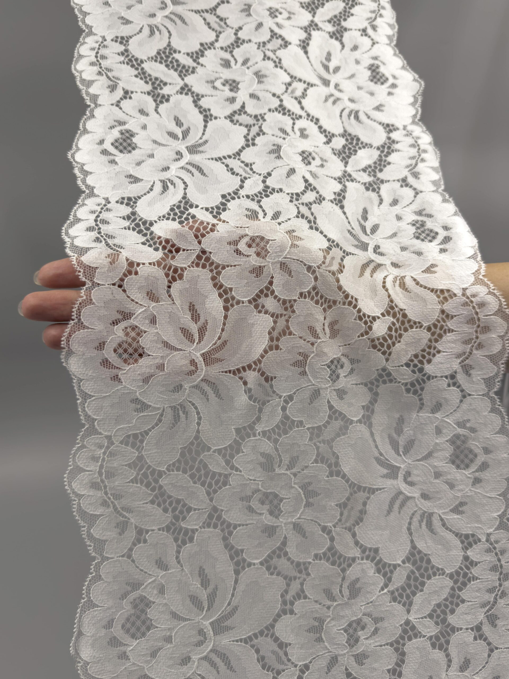 Эластичное кружево теплое белое ширина 22 см