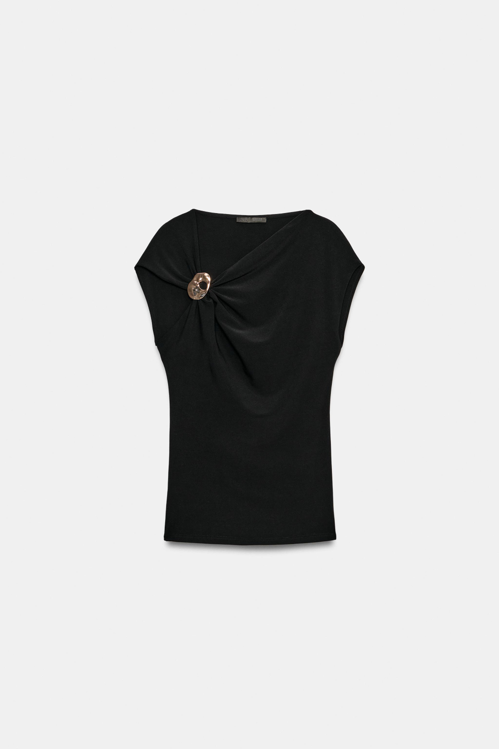 ZARA ТОП СО СБОРКАМИ И ФУРНИТУРОЙ, ЧЕРНЫЙ