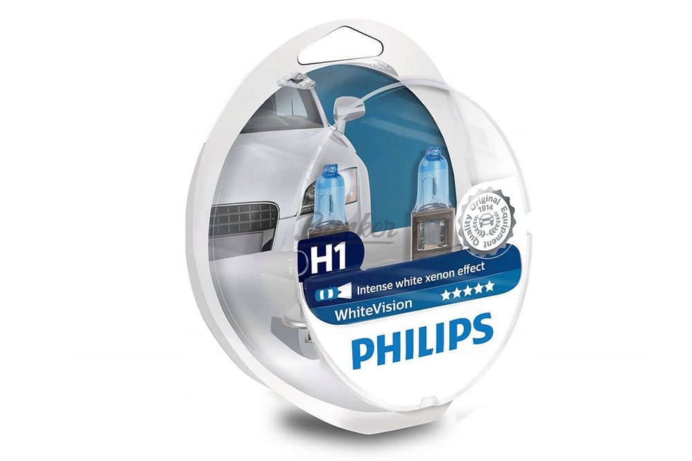 Галогенные автолампы Philips White Vision intense white xenon effect H1, (компл.)