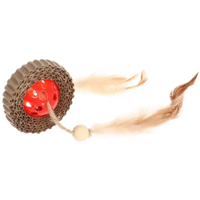 Игрушка - когтеточка «ЦапЦап», шарик с бубенчиком, цвет красный, 7*1,5см