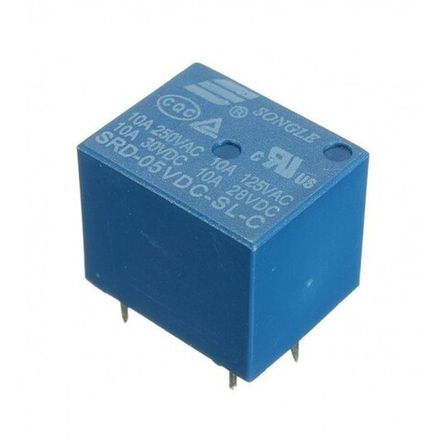 Реле DC 5V (5 контактов, 1 группа, переключающее) 10А