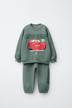 ZARA КОМПЛЕКТ ДЖОГГЕРОВ С ПРИНТОМ CARS LIGHTNING MCQUEEN © DISNEY, ЗЕЛЕНОВАТО-СИНИЙ