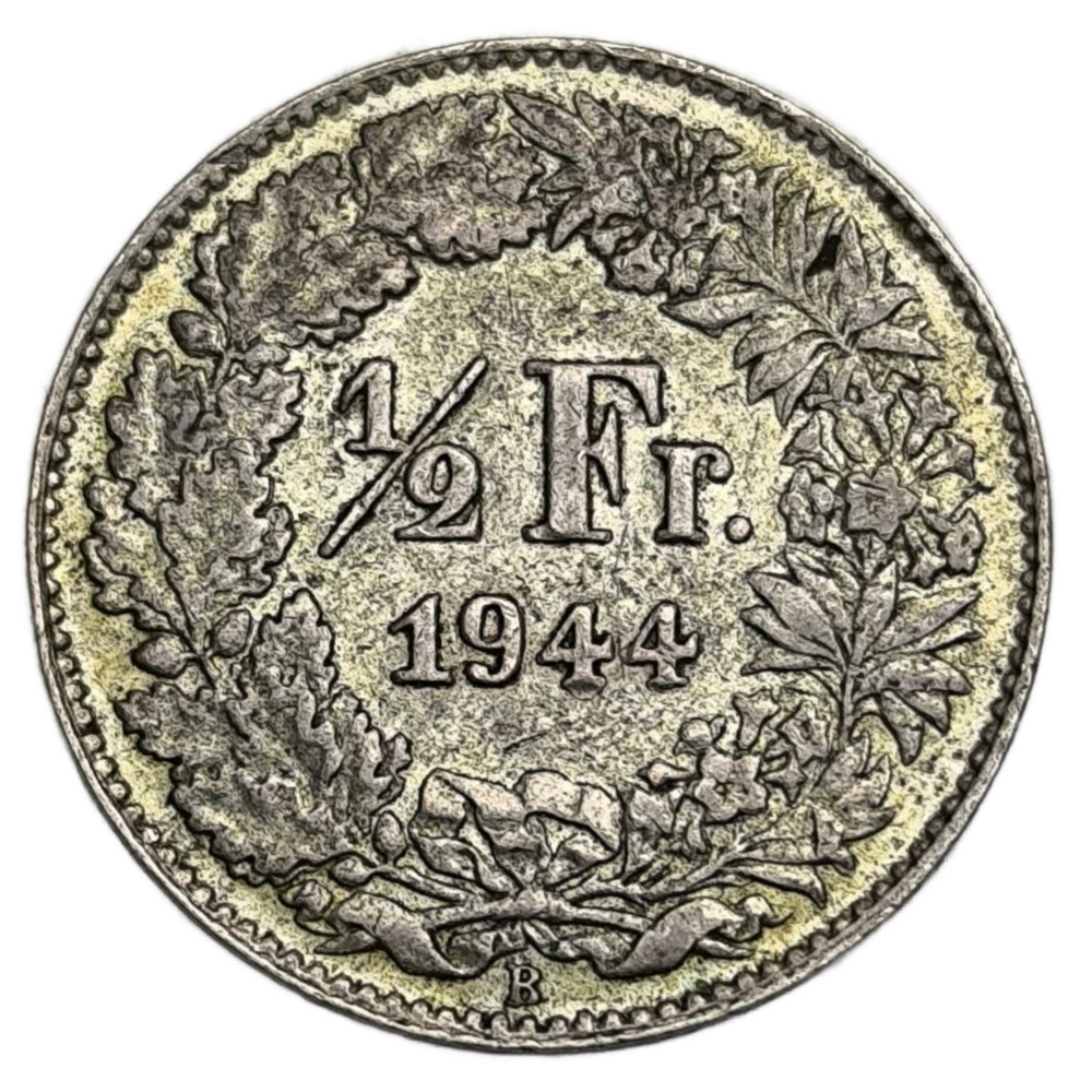 Монета 1/2 франка (franc) 1944 год Швейцария