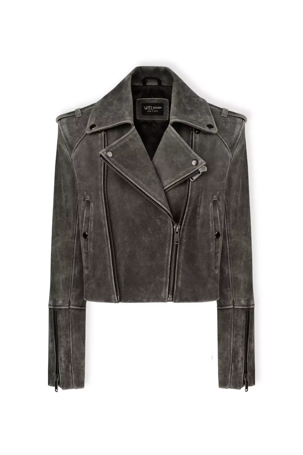 Укороченная косуха с увеличенными плечами, Cерый