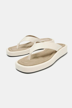 ZARA БОСОНОЖКИ НА ПЛАТФОРМЕ, БЕЛЫЙ