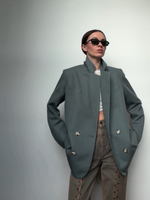 Жакет двубортный Полынь с контрастной бежевой спинкой