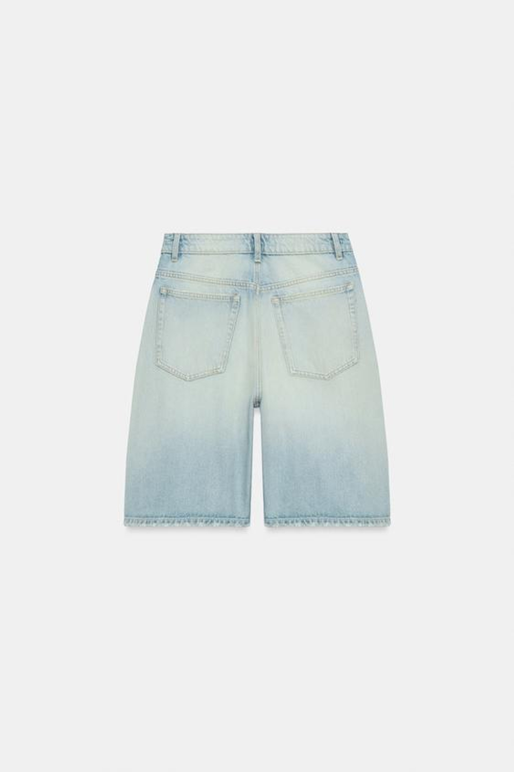 ZARA ДЖИНСОВЫЕ ШОРТЫ BAGGY TRF СО СРЕДНЕЙ ПОСАДКОЙ, ГОЛУБОЙ