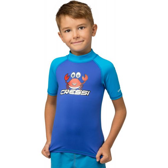 Гидрофутболка-рашгард с коротким рукавом детская Cressi Junior сине-голубая