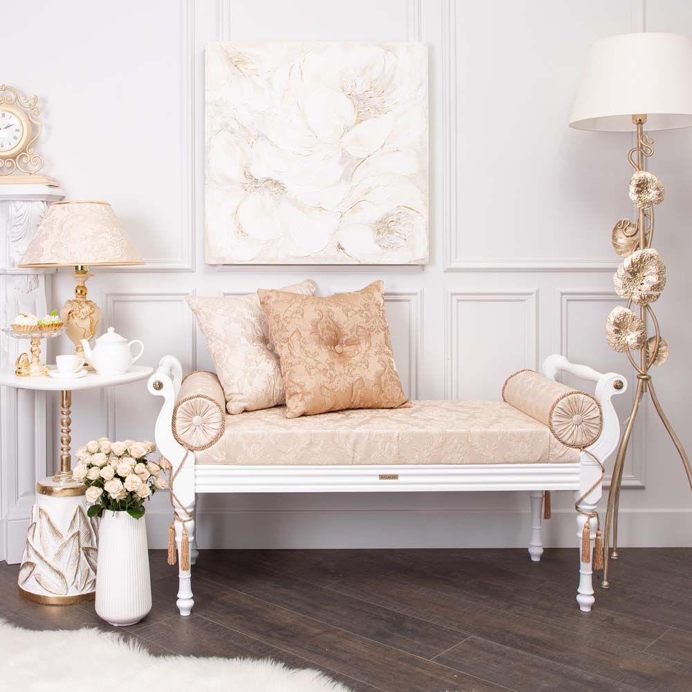 Банкетка Флоренция Белый Каледония Даймонд Айвори