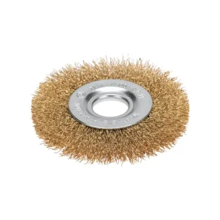 Корд-щетка дисковая прямая для УШМ (22,23 мм; 125 мм) с ворсом из латун. волнистой проволоки "РОСОМАХА" (916125)