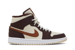 Кроссовки Jordan Air Jordan 1 Mid Se "Cream Dark Chocolate" (Женская размерная сетка)